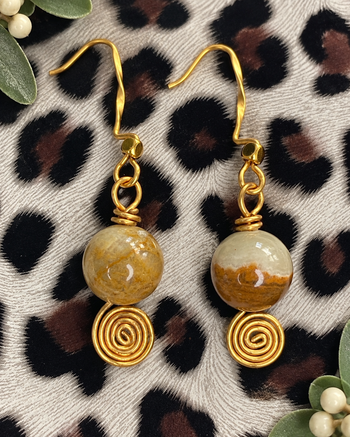Handcrafted wire and bead earrings